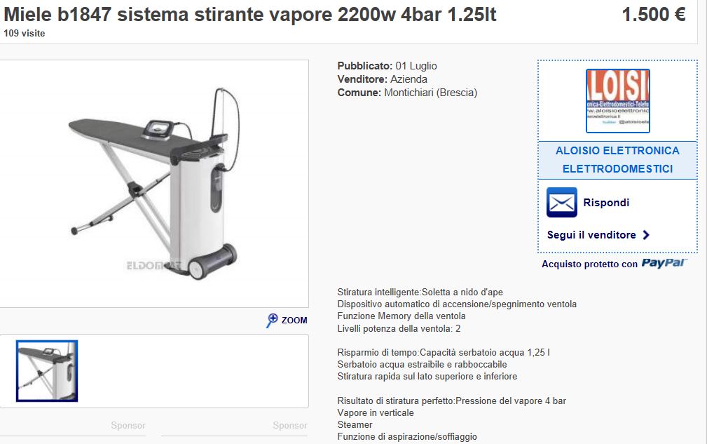 FERRO DA STIRO CON CALDAIA PIASTRA ACCIAIO VAPORE REGOLABILE 2000 WATT 1.25  LT